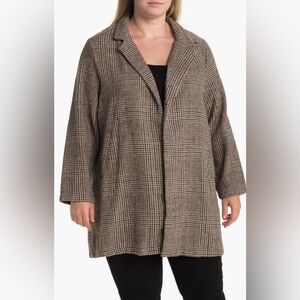 MELLODAY Black and White Plaid Trench Coat